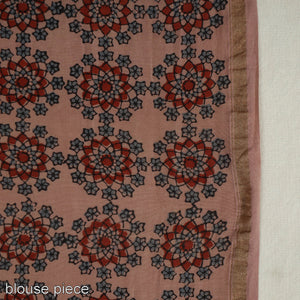 Brown - Chanderi Silk Block Printed Ajrakh Saree 03