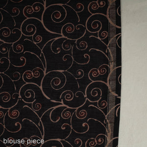 Black - Chanderi Silk Block Printed Ajrakh Saree 05