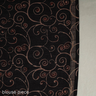 Black - Chanderi Silk Block Printed Ajrakh Saree 05