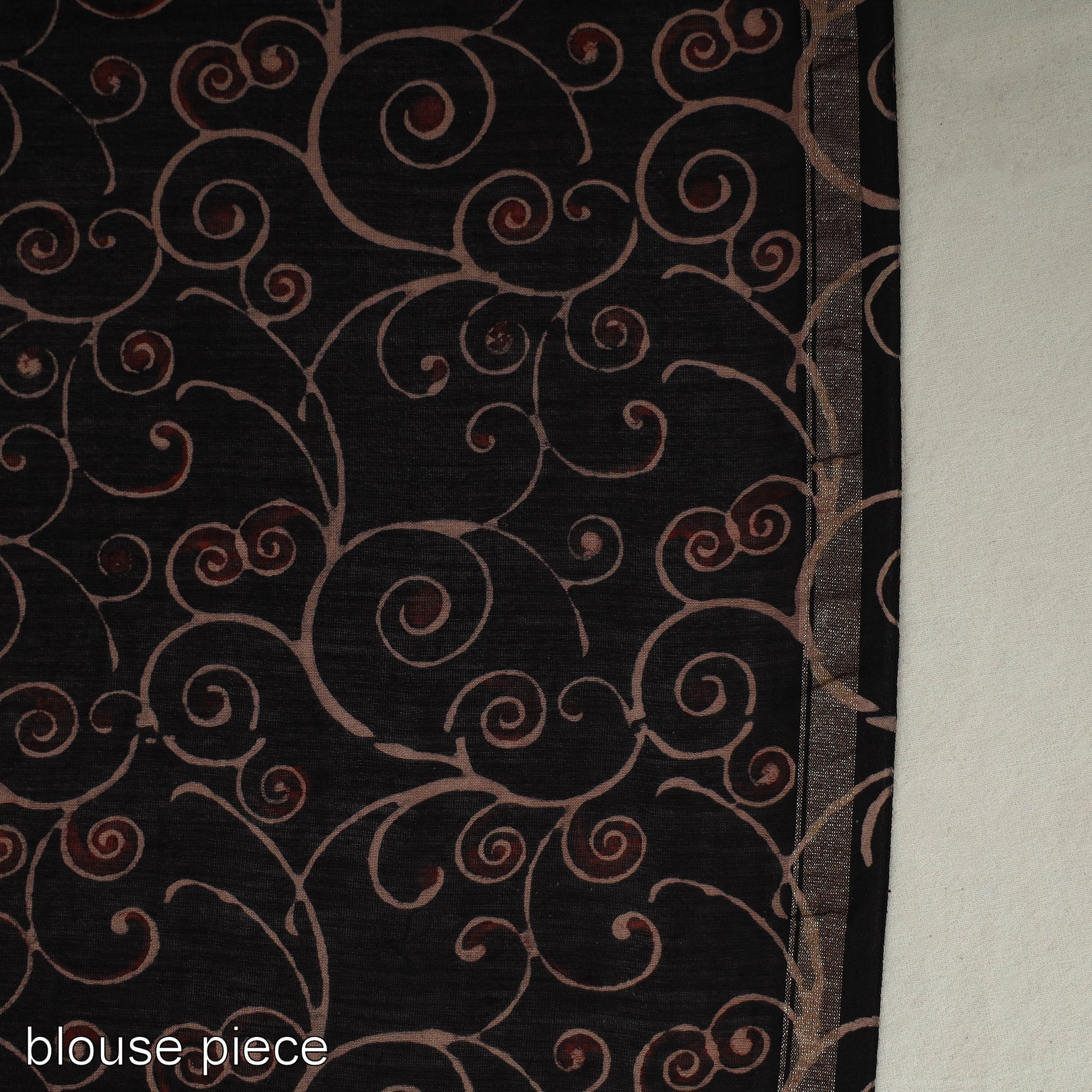 Black - Chanderi Silk Block Printed Ajrakh Saree 05