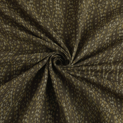 Brown - Mulberry Silk Cotton Akola Hand Block Printed Handloom Fabric