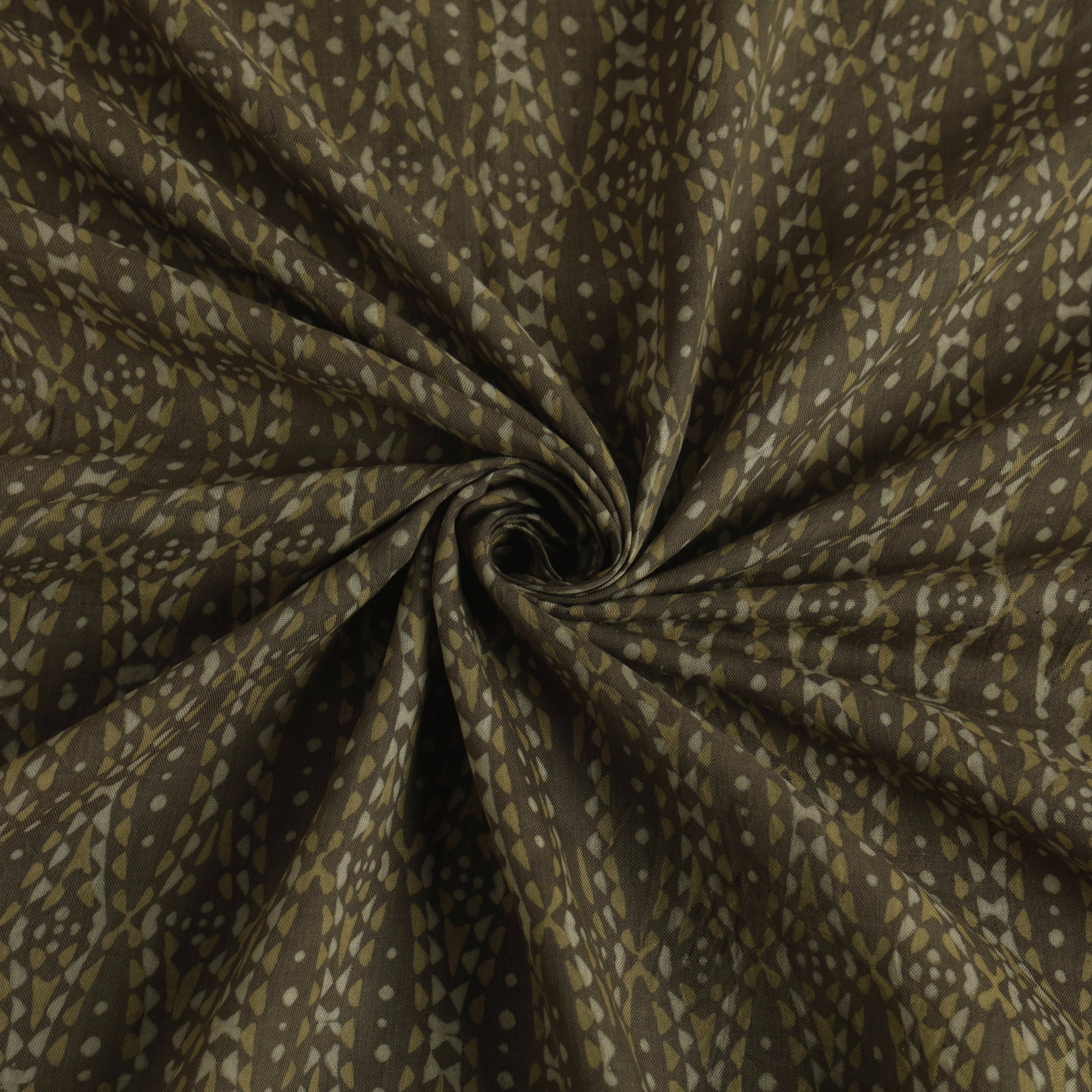 Brown - Mulberry Silk Cotton Akola Hand Block Printed Handloom Fabric