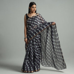 Black - Leheriya Tie-Dye Mothra Chanderi Silk Saree with Zari Border 45
