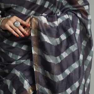 Black - Leheriya Tie-Dye Mothra Chanderi Silk Saree with Zari Border 45