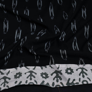 Black - Cotton Pochampally Ikat Blouse Piece 10