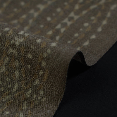Brown - Kutchi Woolen Akola Hand Block Printed Fabric
