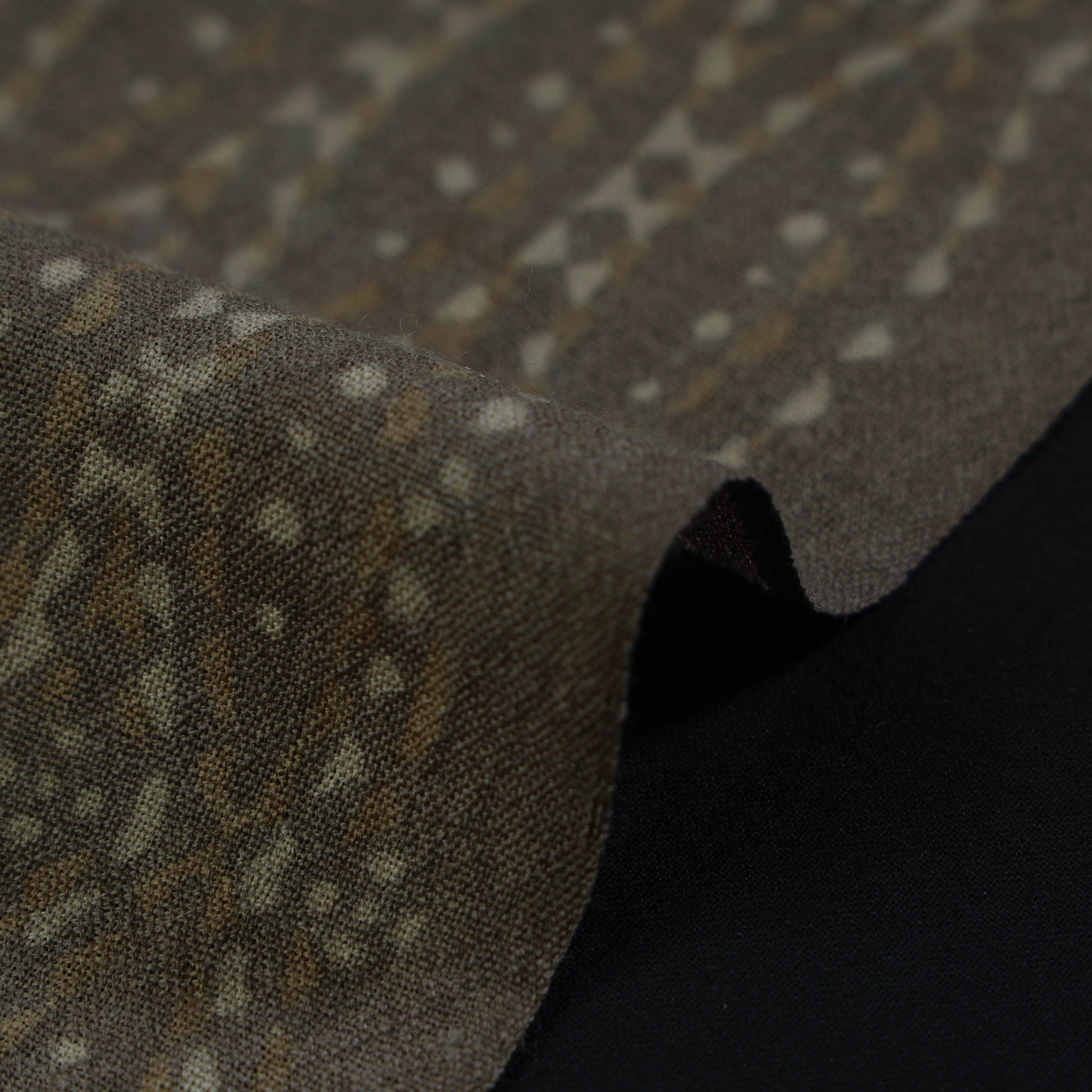 Brown - Kutchi Woolen Akola Hand Block Printed Fabric
