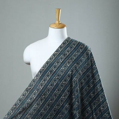 Blue - Block Printed Cotton Vanaspati Bagru Fabric 07
