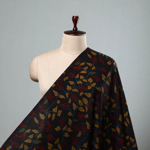 Black - Silk Handpainted Srikalahasti Pen Kalamkari Fabric 01
