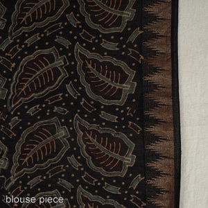 Black - Block Printed Chanderi Silk Ajrakh Saree 10