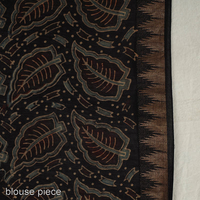 Black - Block Printed Chanderi Silk Ajrakh Saree 10