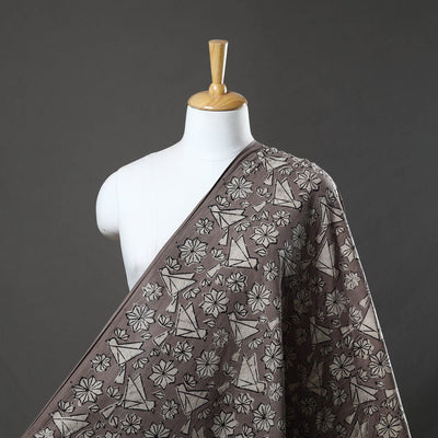 Brown - Natural Dyed Cotton Bindaas Block Print Fabric 05