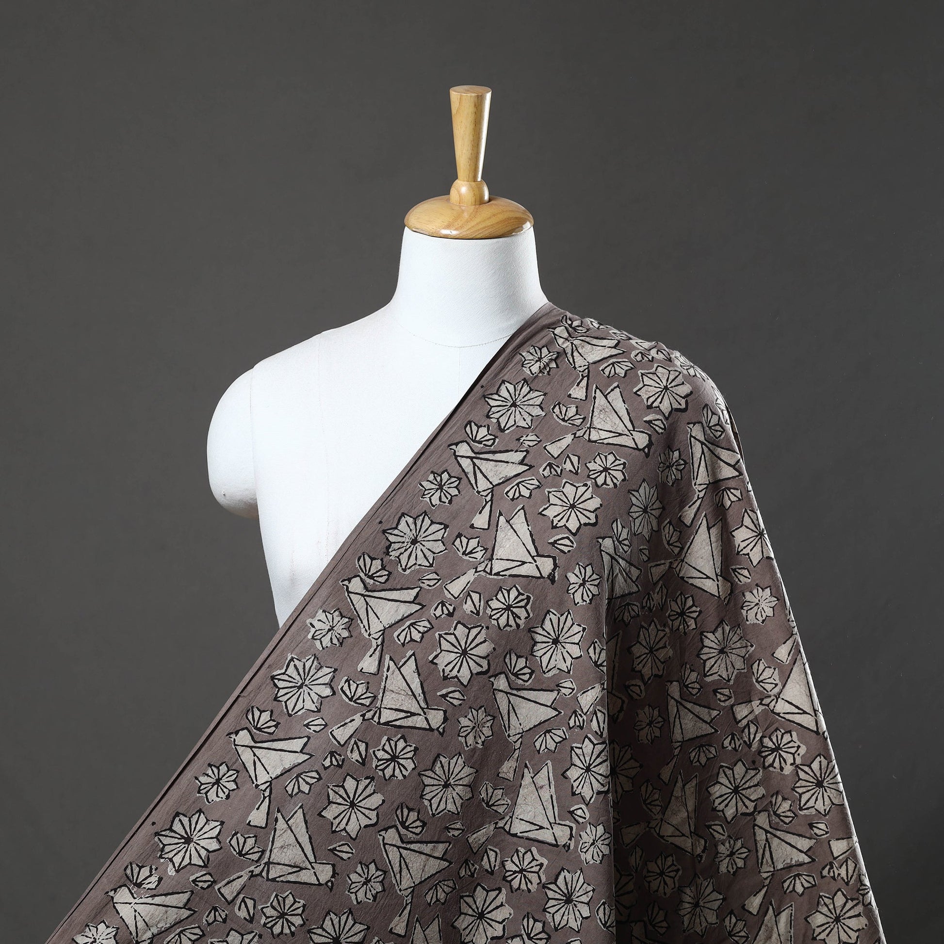Brown - Natural Dyed Cotton Bindaas Block Print Fabric 05