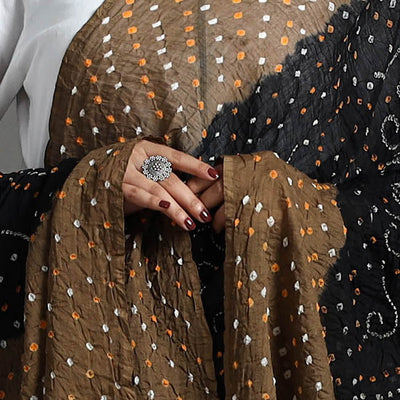 Brown - Kutch Tie-Dye Cotton Bandhani Dupatta 05