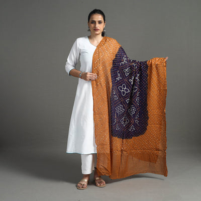 Brown - Kutch Tie-Dye Cotton Bandhani Dupatta 23