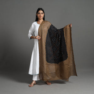 Brown - Kutch Tie-Dye Cotton Bandhani Dupatta 24
