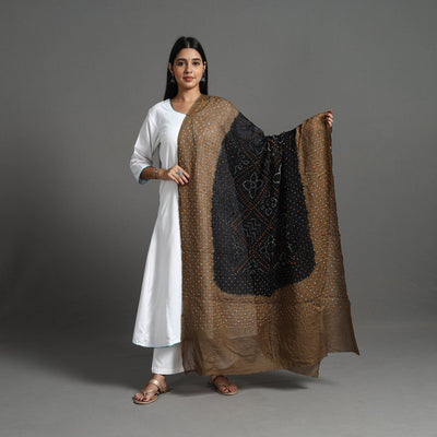 Brown - Kutch Tie-Dye Cotton Bandhani Dupatta 24