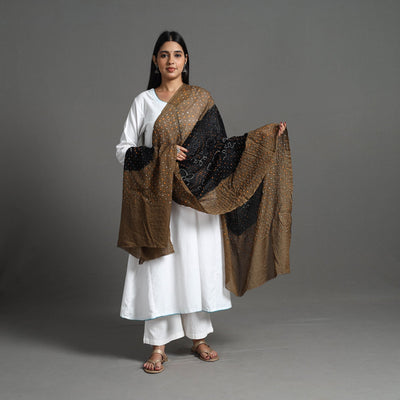 Brown - Kutch Tie-Dye Cotton Bandhani Dupatta 24