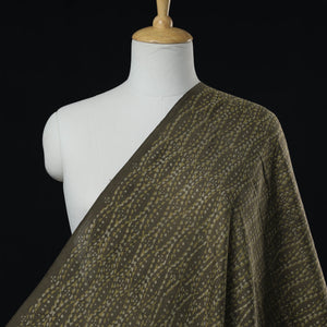 Brown - Mulberry Silk Cotton Akola Hand Block Printed Handloom Fabric