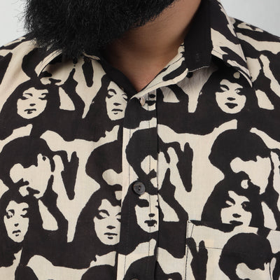 Beige - Bindaas Block Art Printed Cotton Men Full Sleeve Shirt