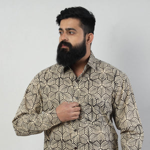 Beige - Bindaas Block Art Printed Cotton Men Full Sleeve Shirt