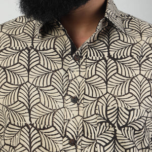 Beige - Bindaas Block Art Printed Cotton Men Full Sleeve Shirt
