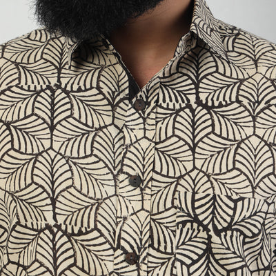Beige - Bindaas Block Art Printed Cotton Men Full Sleeve Shirt
