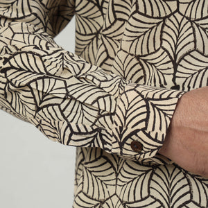 Beige - Bindaas Block Art Printed Cotton Men Full Sleeve Shirt