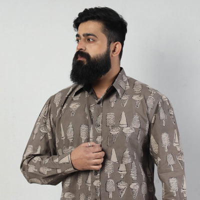 Brown - Bindaas Block Art Printed Cotton Men Full Sleeve Shirt