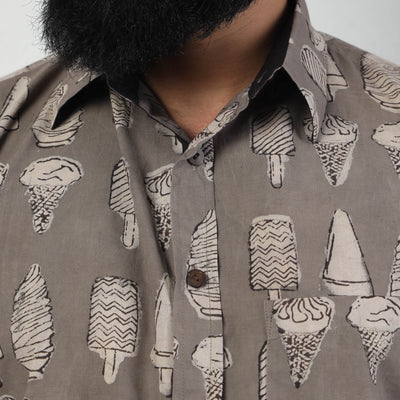 Brown - Bindaas Block Art Printed Cotton Men Full Sleeve Shirt