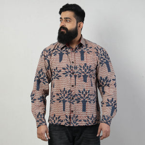Blue - Bindaas Block Art Printed Cotton Men Full Sleeve Shirt
