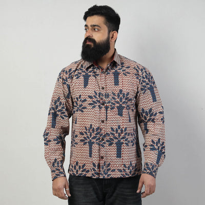 Blue - Bindaas Block Art Printed Cotton Men Full Sleeve Shirt