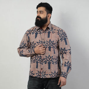 Blue - Bindaas Block Art Printed Cotton Men Full Sleeve Shirt