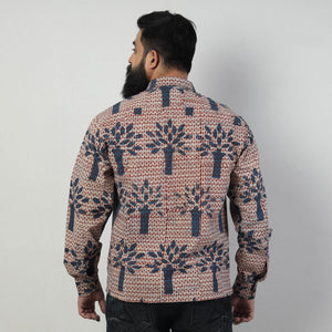 Blue - Bindaas Block Art Printed Cotton Men Full Sleeve Shirt