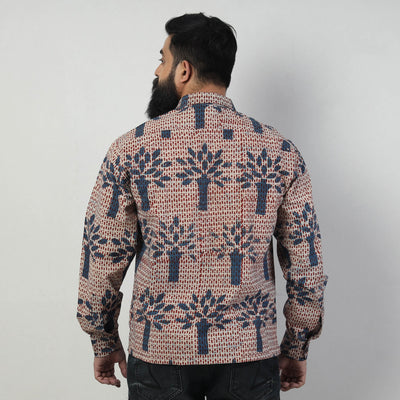 Blue - Bindaas Block Art Printed Cotton Men Full Sleeve Shirt