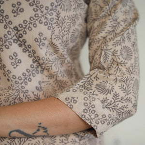 Beige - Handwoven Wool Pedana Kalamkari Print Kurta 06