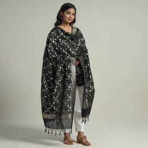 Black - Semi Silk Zari Jaal Banarasi Dupatta 32