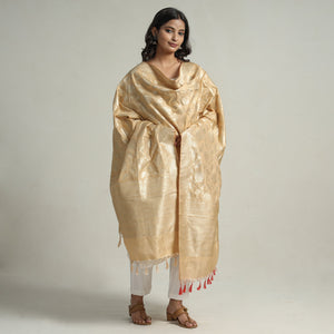 Beige - Semi Silk Zari Jaal Banarasi Dupatta 51