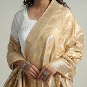 Beige - Semi Silk Zari Jaal Banarasi Dupatta 51