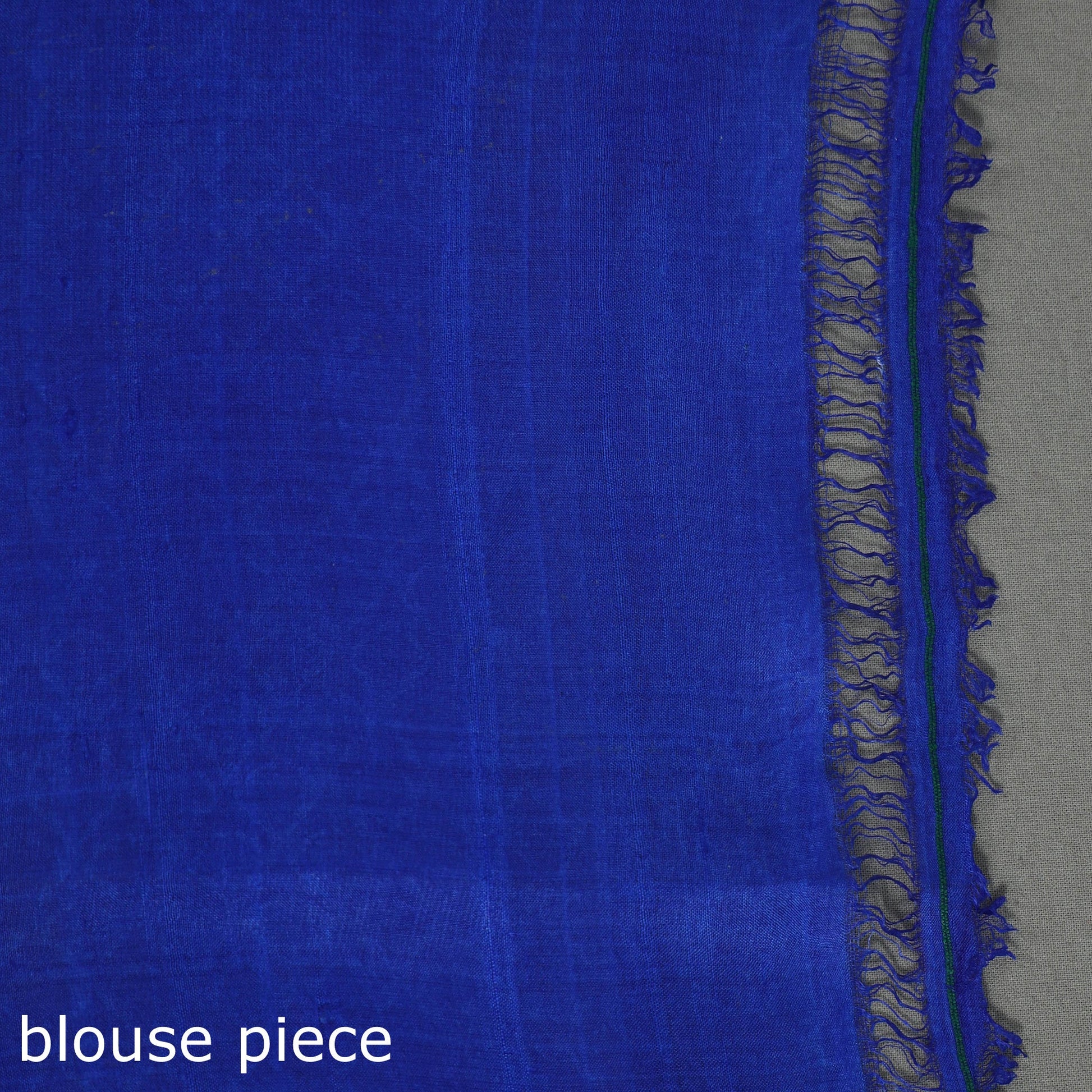 Blue - Bengal Kantha Hand Embroidery Block Printed Tussar Silk Handloom Saree