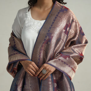 Brown - Banarasi Handloom Katan Silk Zari Buti Dupatta with Tassels 58