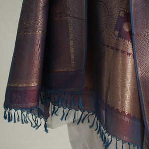 Brown - Banarasi Handloom Katan Silk Zari Buti Dupatta with Tassels 58