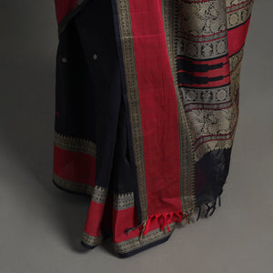 Black - Handloom Cotton Thread Border Kanchipuram Saree 10