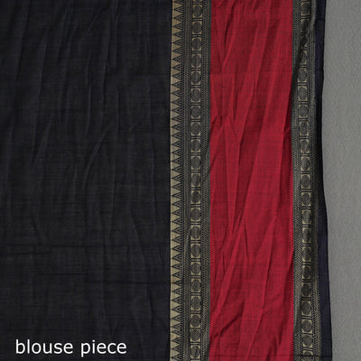 Black - Handloom Cotton Thread Border Kanchipuram Saree 10