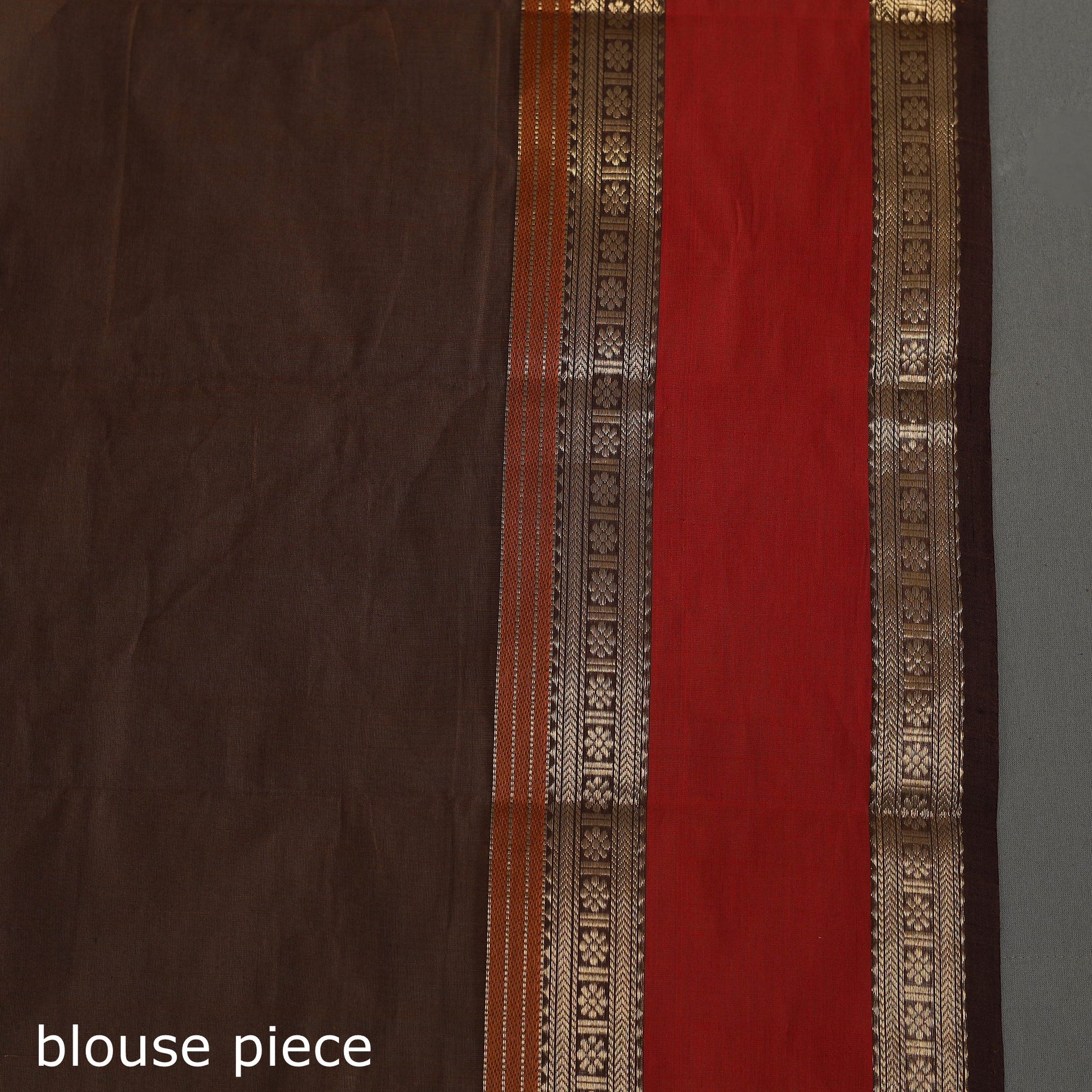 Brown - Handloom Cotton Zari Border Kanchipuram Saree 23