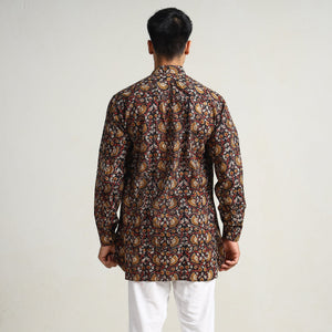 Black - Bagru Block Printed Cotton Men Short Kurta 03