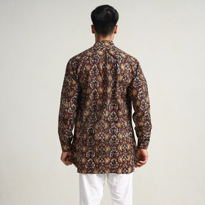Black - Bagru Block Printed Cotton Men Short Kurta 03