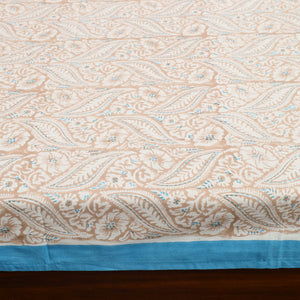 Beige - Pure Cotton Double Sanganeri Print Bed Sheet 09