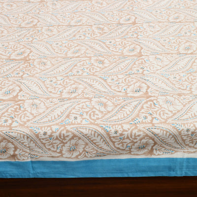 Beige - Pure Cotton Double Sanganeri Print Bed Sheet 09