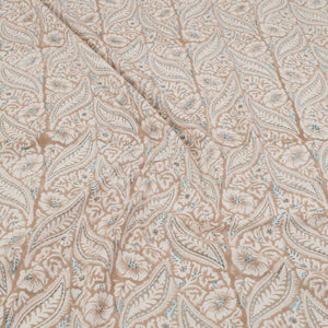 Beige - Pure Cotton Double Sanganeri Print Bed Sheet 09